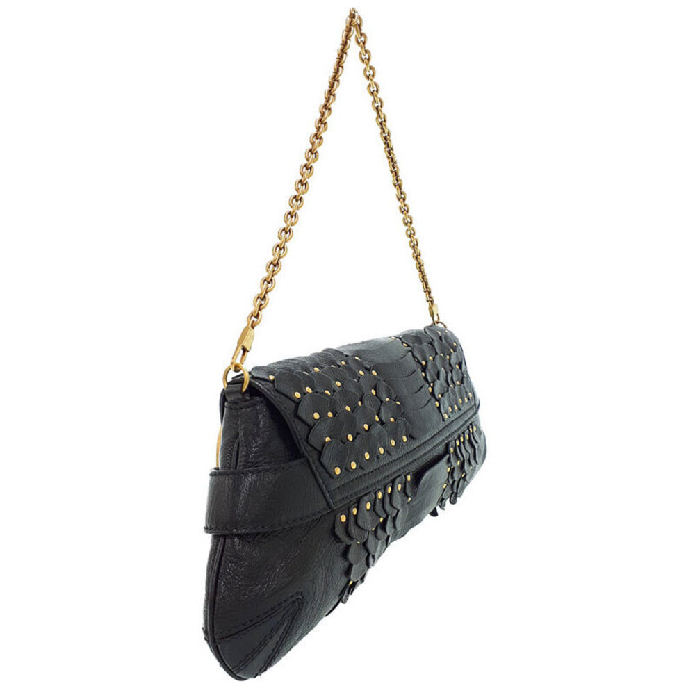 Gucci chain Horsebit python skin black gold body adorned stud